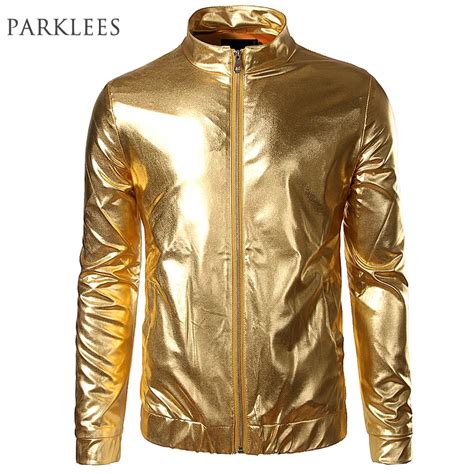 Night Club Trend Metallic Gold Jacket Men Veste Homme 2016 Fashion