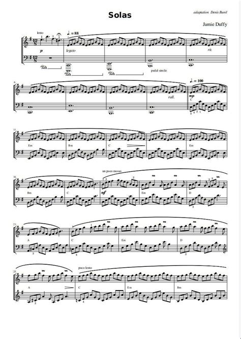 Jamie Duffy Solas Piano Sheet Music Pdf Etsy