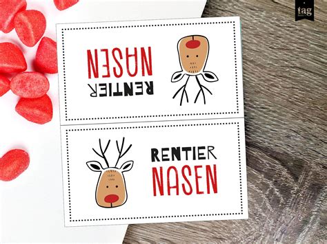 Nikolaus Rentier Nasen Etikett Printable Gruß vom Nikolaus Anhänger