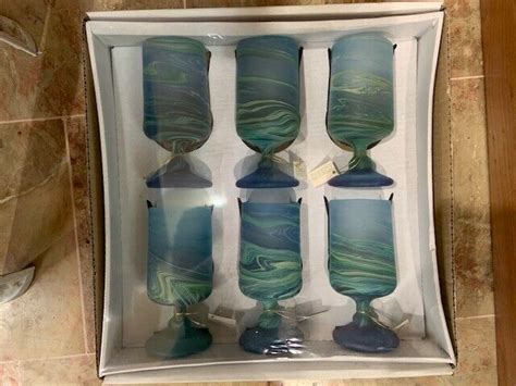 Hebron Glass Wine Set 6 Glasses Jerusalem Hand Painted Art Design Holy Land Ebay