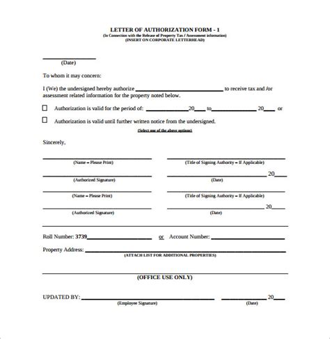 Free Letter Of Authorization Forms In Pdf Word