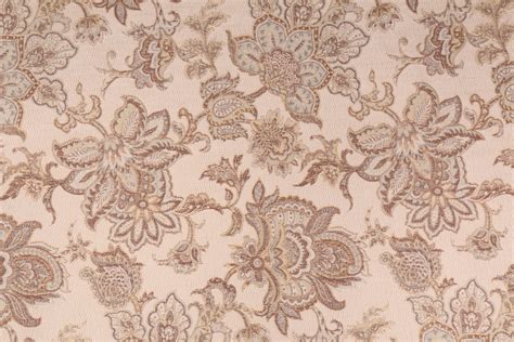 Jacobean Tapestry Upholstery Fabric in Cocoa/Spa