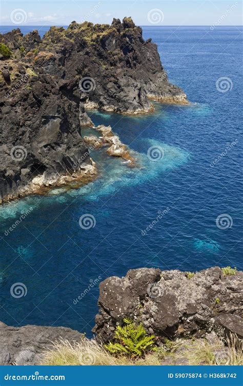 Linea Costiera Vulcanica Delle Azzorre In Sao Jorge Faja Fa Ouvidor