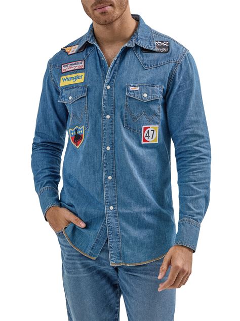 Wrangler X Hot Wheels Men S Denim Workshirt Sizes S Xl Walmart