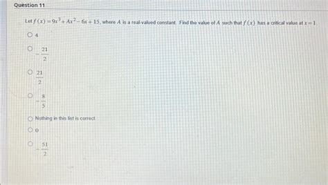 Solved Let F X 9x3 Ax2−6x 15 Where A Is A Real Valued