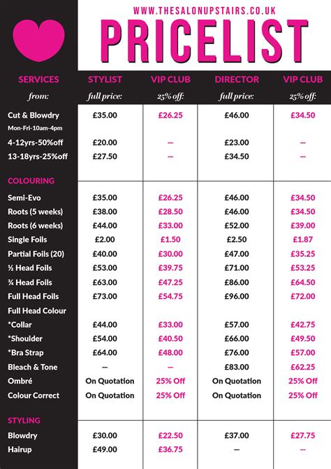 Salon Price Increase Template