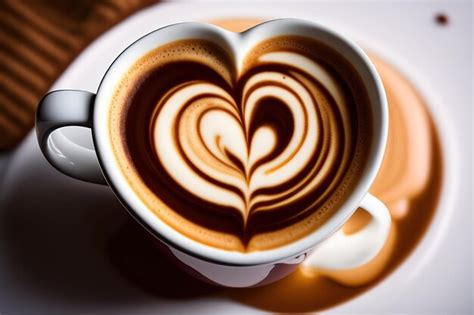 Premium Ai Image Top View Of Hot Coffee Latte Cappuccino With Heart