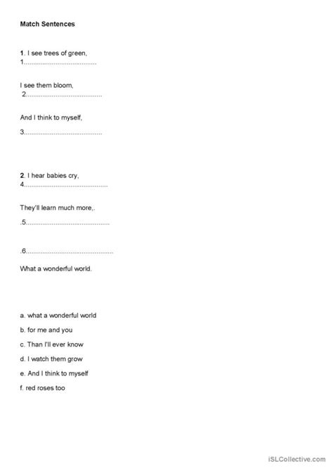 Listening To Louis Armstrong Song An… English Esl Worksheets Pdf And Doc