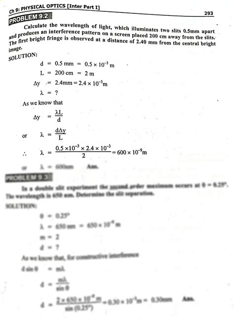 SOLUTION: Physics optical calculate wavelength of light 1 - Studypool