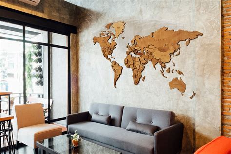 Wooden World Map Wood Map Wall Art Decor Map Of The World 3d World Map Large Map For Wall One