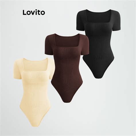 Lovito Body B Sico Liso Casual Para Mulheres Lne Shopee Brasil