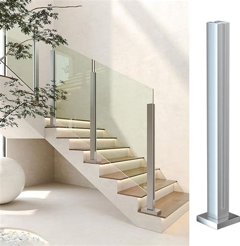 Silver Glass Balustrade Railing Post For Steps Balconies Staircases