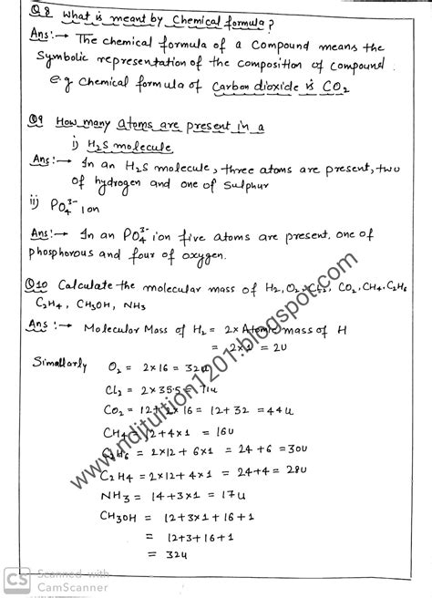 Atom And Molecules Class Th Science Handwritten Notes