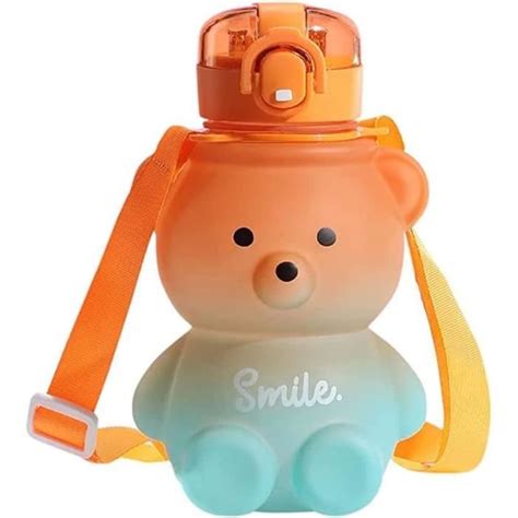 Kawaii Bouteille D Eau En Forme D Ours Sans Bpa Avec Paille Et