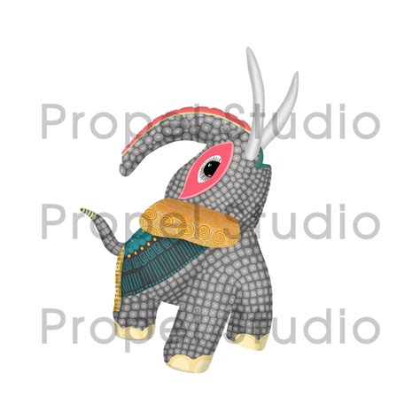 Alebrije Drawing, Elefante, Elephant, Oaxacan Art, Mexican Art, Mexican Folk Art, Colorful ...