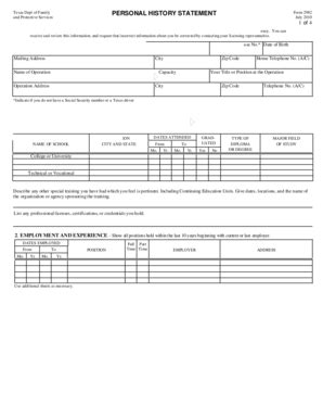 Fillable Online PERSONAL HISTORY STATEMENT Wix Fax Email Print