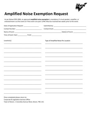 Fillable Online Amplified Noise Exemption Requestdoc Fax Email Print