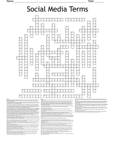 Social Media Crossword Puzzle