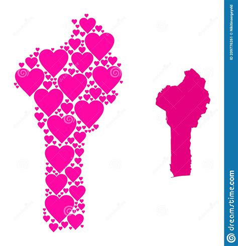 Pink Love Heart Pattern Map Of Benin Stock Vector Illustration Of