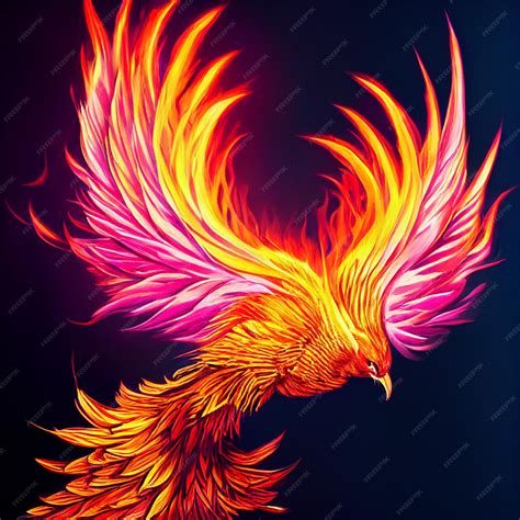 Premium Photo | Phoenix bird on fire mythological fenix bird with ...