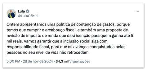 Lula Defende Pacote De Gastos E Cita Responsabilidade Fiscal