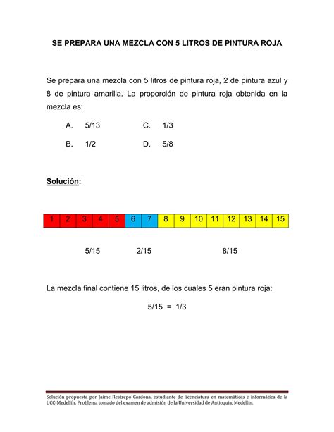 Se Prepara Una Mezcla Con 5 Litros De Pintura Roja Pdf