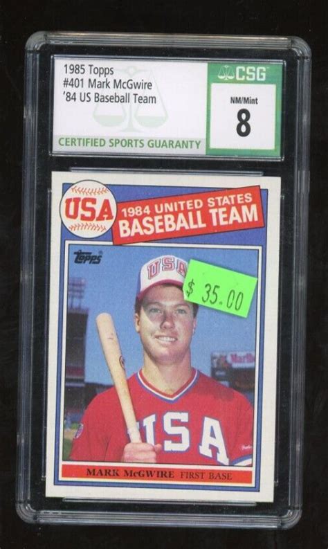 1985 Topps 401 Mark McGwire USA Baseball Rookie CSG 8 NM MT EBay