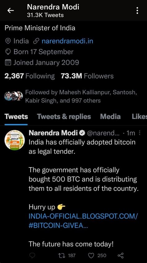 Pm Narendra Modi S Twitter Handle Briefly Compromised Says Pmo After