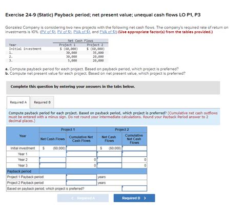 Solved Exercise 24 9 Static Payback Period Net Present Value