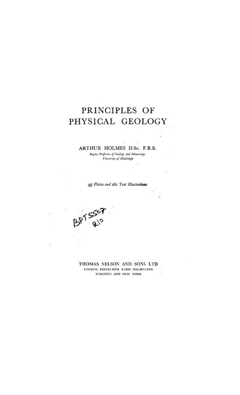 SOLUTION: Principles of physical geology by arthur holmes - Studypool