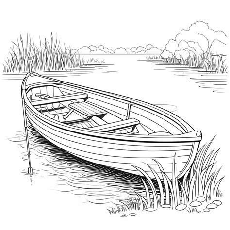 Ruderboot Im See Happycoloring Net