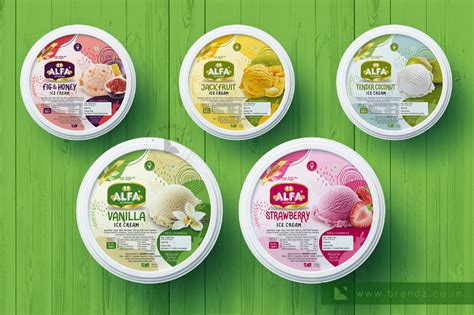 Alfa Ice Cream Packaging Design On Behance Coconut Ice Cream Strawberry Ice Cream Food