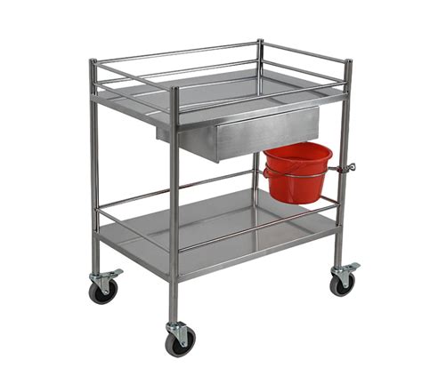 Stainless Steel Hospital Dressing Trolley With Drawer