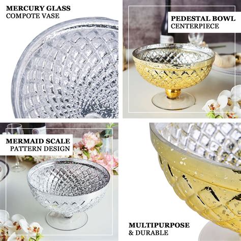 Gold Mercury Glass Compote Vase Pedestal Bowl Centerpiece Ehomemart