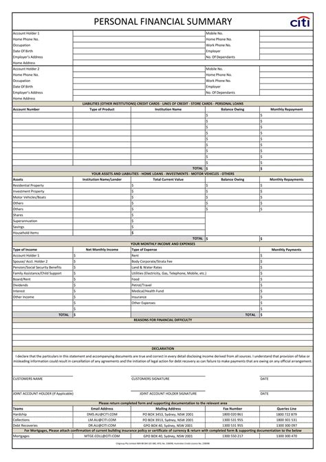 Free Printable Personal Financial Statement Templates Pdf Word Excel