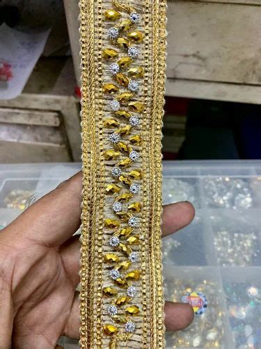 Golden Inch Embroidery Polyester Laces For Garments Width