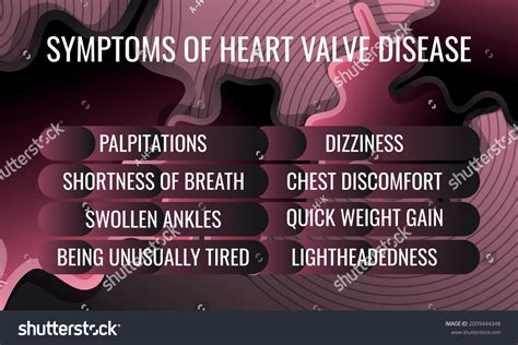 Symptoms Heart Valve Disease Vector Illustration Stock Vector Royalty