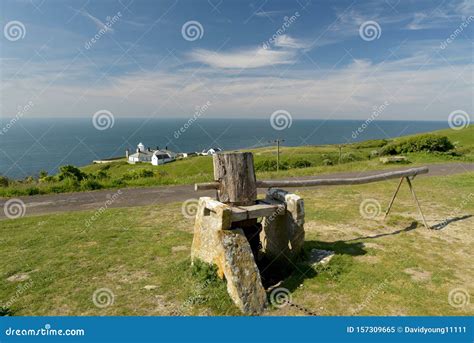 Lighthouse at Durlston stock image. Image of beacon - 157309665