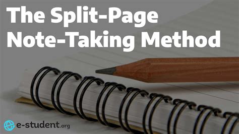 The Split Page Method Of Note Taking Keywords For Effectiveness E