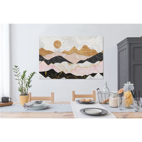 Muchowow Tableau Sur Toile Marbre Or Pastel Decoration Murale