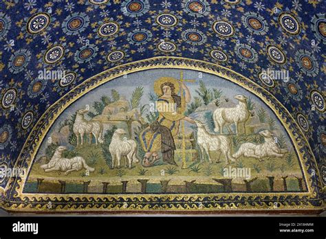 The Good Shepherd Jesus Christ Mosaic In The Mausoleum Of Galla