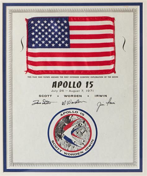 Lot Detail Apollo Space Flown Flag On Nasa Certificate Signed By