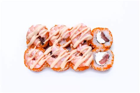 Rollos De Sushi Alimentos Japoneses Maki Fondo Aislado Perfecto Para