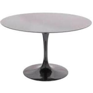 Mesa De Jantar Tulipa Saarinen Redonda 70 Cm Vidro Laqueada Preto