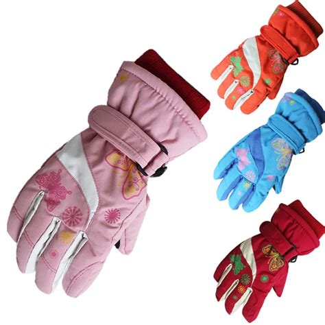 30 Degree Thermal Kid Girls Snowboard Gloves Waterproof Windproof Children Skiing Gloves Winter ...