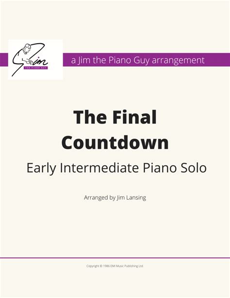 Final Countdown Arr Jim Lansing Sheet Music Europe Easy Piano