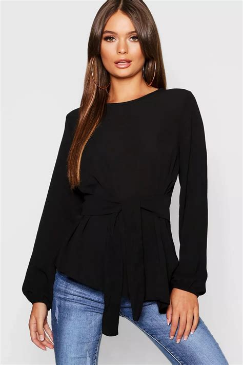 Asymmetric Hem Belted Woven Top