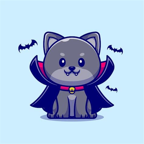 Premium Vector Cute Vampire Cat Cartoon Illustration