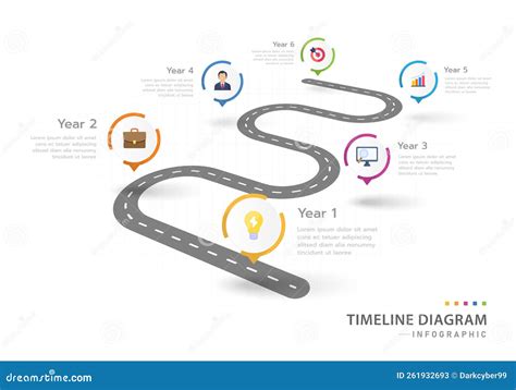 Infografisch 6 Stappen Modern Chronologieschema Met Cirkel En Roadmap Vector Illustratie