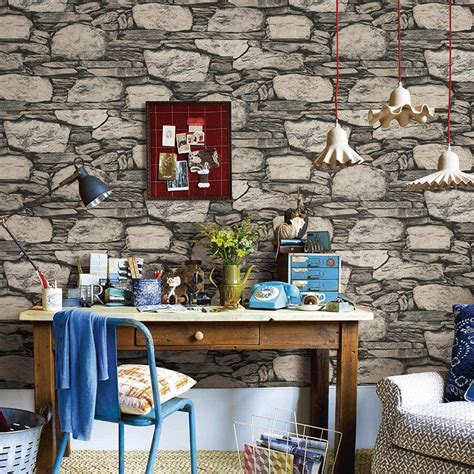 Beibehang Antique Stone Brick Wallpaper Nostalgic Restaurant TV